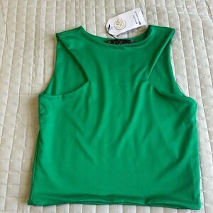 NEW - Solid Green Crop Tank Top One Size